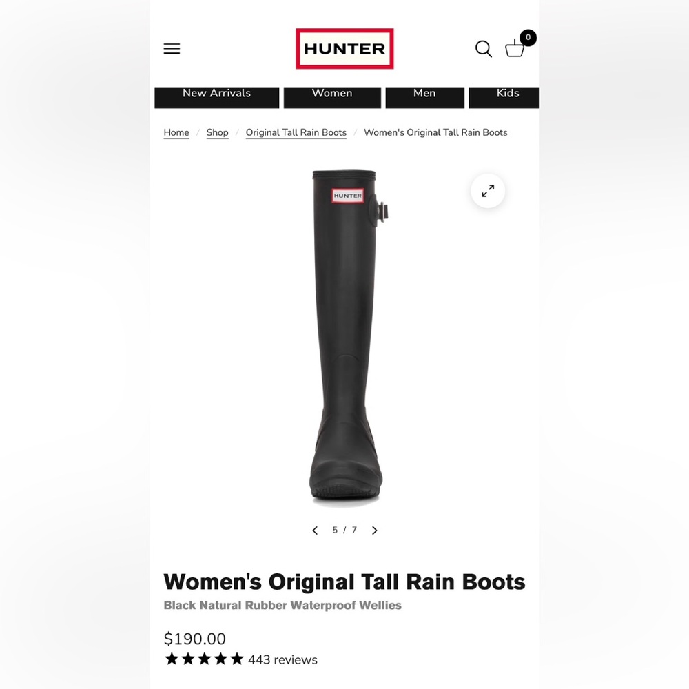 Hunter Women's Black Original Tall Rain Boots